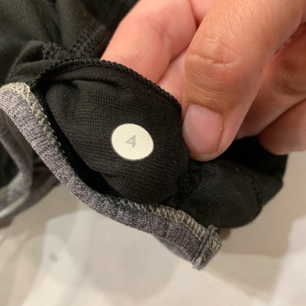 Lululemon Strap It Like It’s Hot Tank Gray Black Mesh Criss Cross Back Size 4